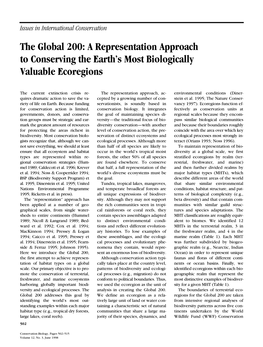 The Global 200: a Representation Approach to Conserving the Earth’S Most Biologically Valuable Ecoregions