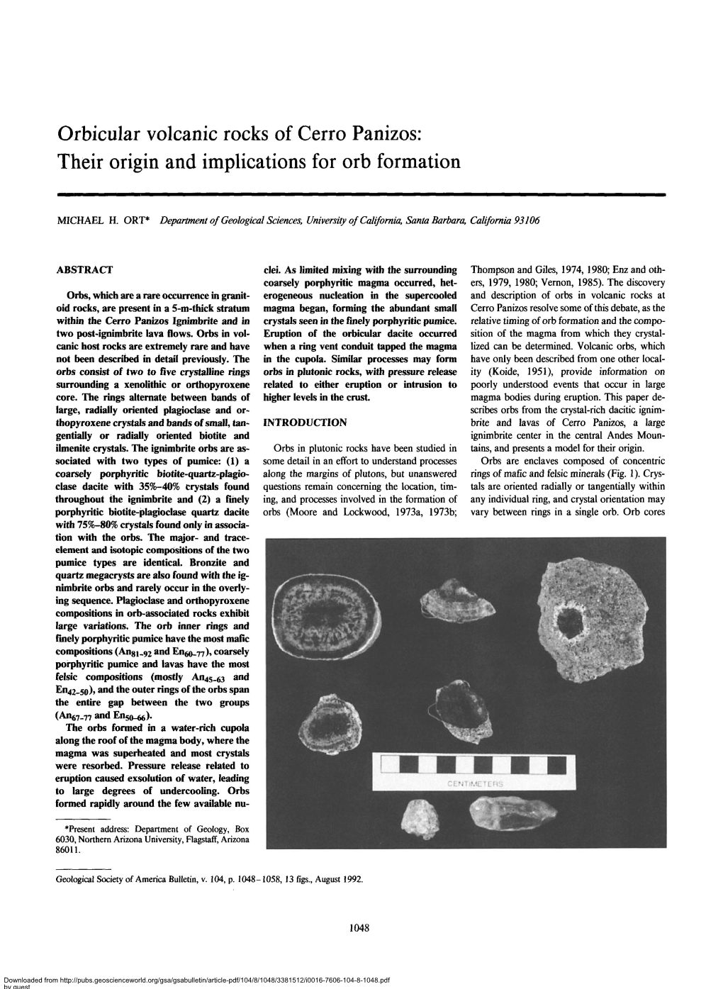 Orbicular Volcanic Rocks of Cerro Panizos: Their Origin and Implications for Orb Formation