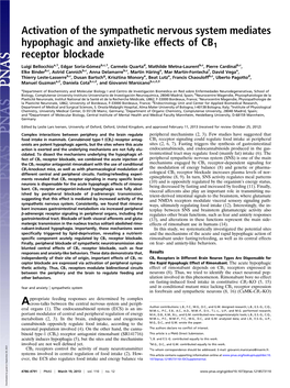 Activation of the Sympathetic Nervous System Mediates Hypophagic and Anxiety-Like Effects of CB1 Receptor Blockade