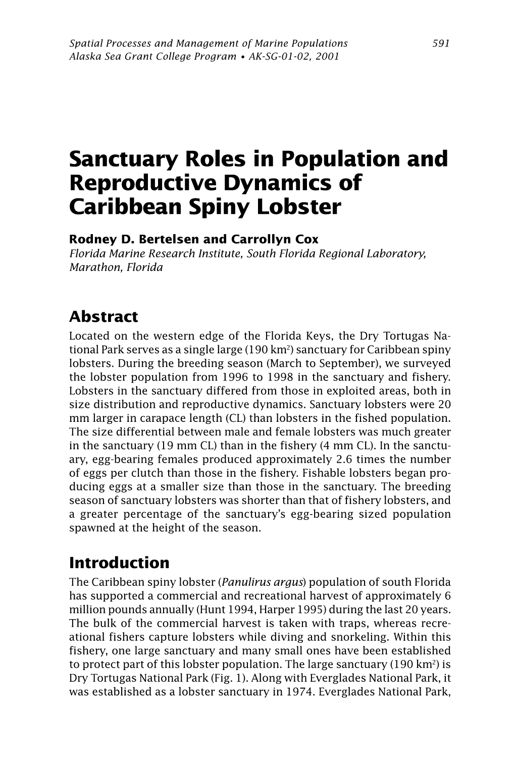 Spatial Processes and Management of Marine Populations 591 Alaska Sea Grant College Program • AK-SG-01-02, 2001