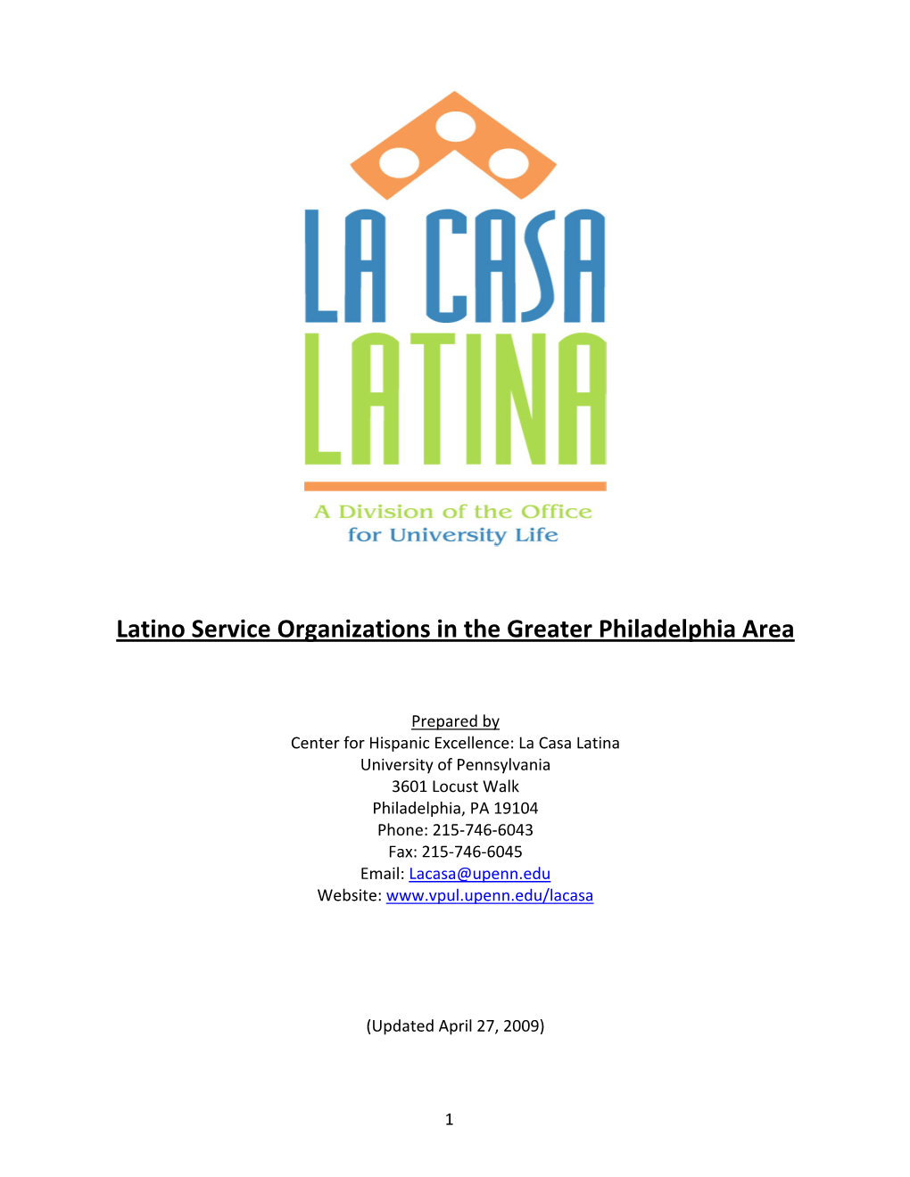 Latino Service Organizations in the Greater Philadelphia Area
