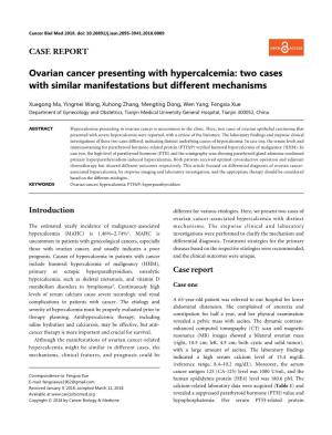 Ovarian Cancer Presenting with Hypercalcemia: Two Cases with Similar Manifestations but Different Mechanisms
