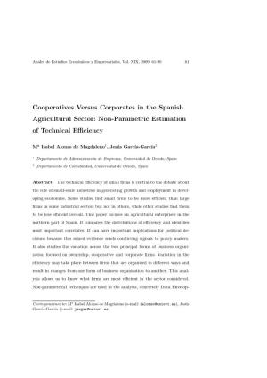 Cooperatives Versus Corporates in the Spanish Agricultural Sector: Non-Parametric Estimation of Technical Eﬃciency