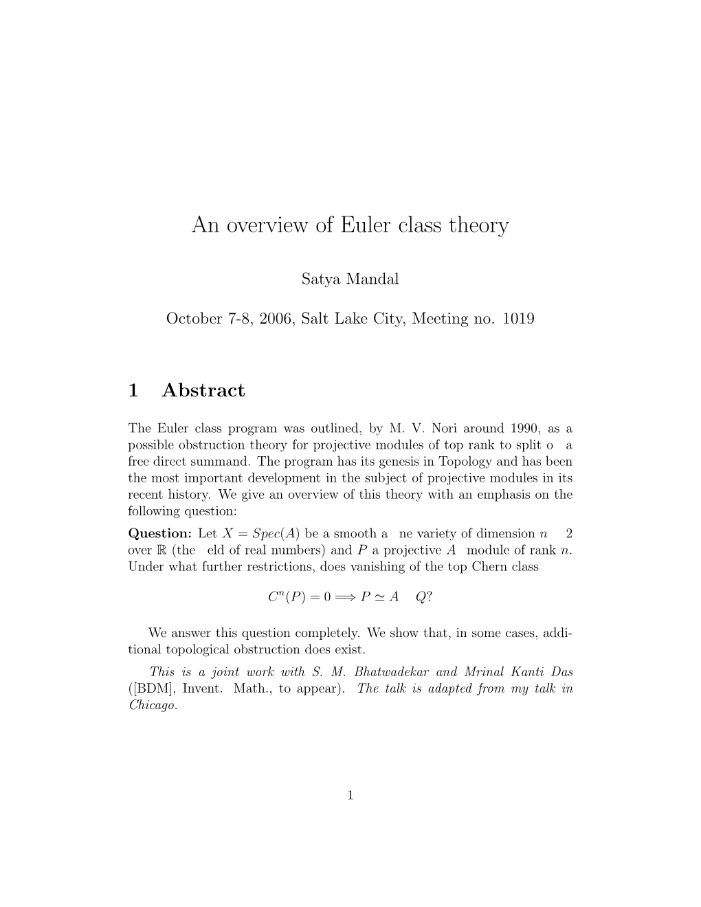 An Overview of Euler Class Theory