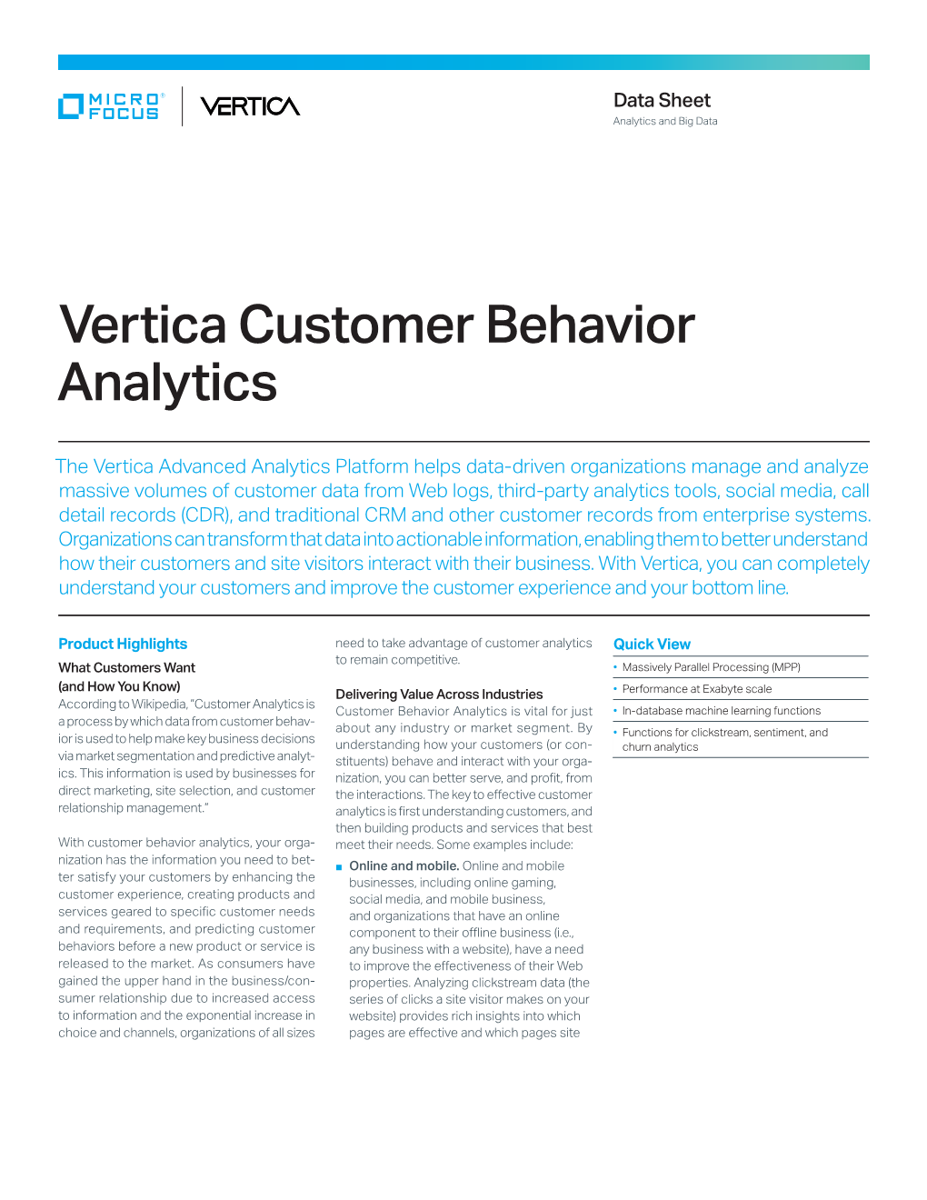 Vertica Customer Behavior Analytics