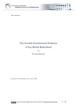 The Scottish Constitutional Tradition: a Very British Radicalism? by W
