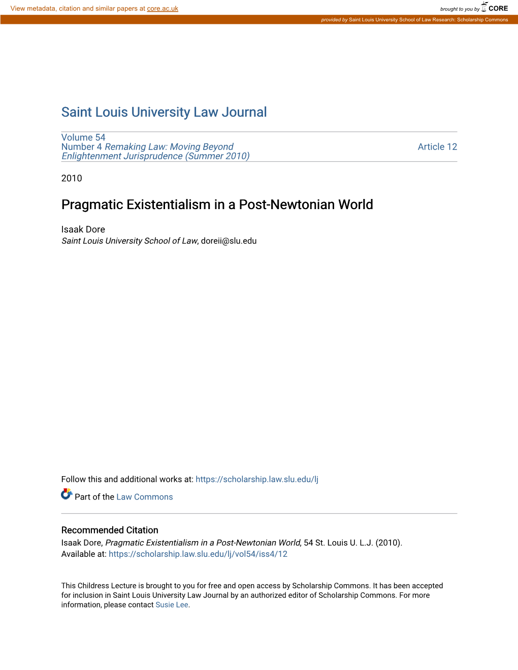 Pragmatic Existentialism in a Post-Newtonian World