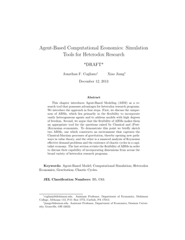 Agent-Based Computational Economics: Simulation Tools for Heterodox Research