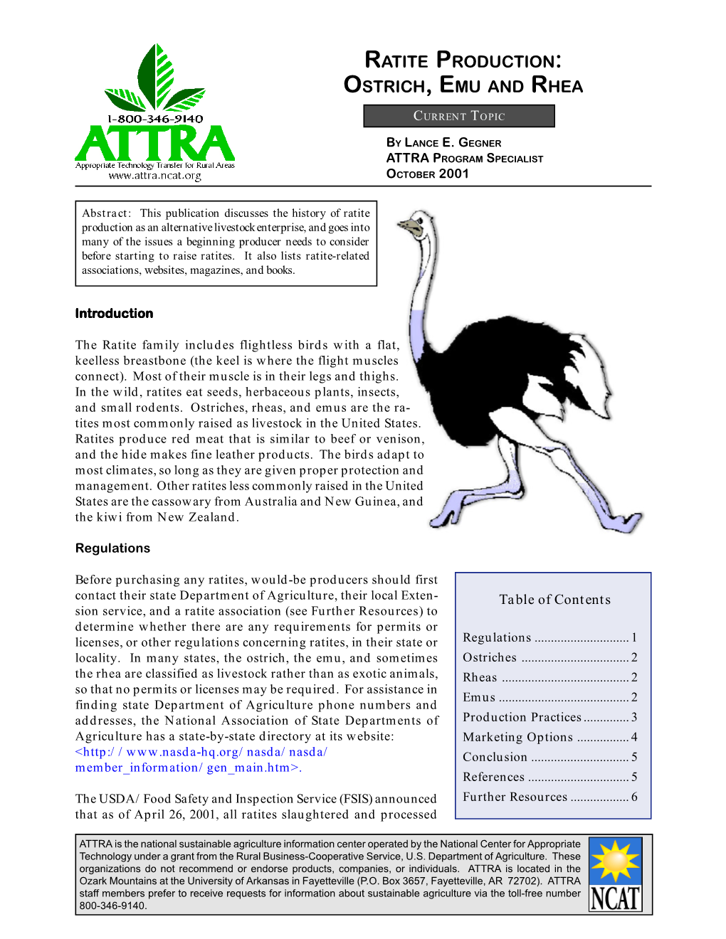 Ratite Production: Ostrich, Emu and Rhea