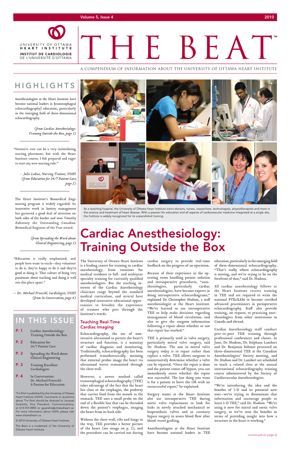 Cardiac Anesthesiology: Training Outside the Box, Page 1)