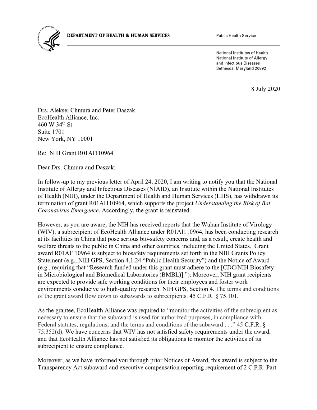 The NIH Sent a Letter