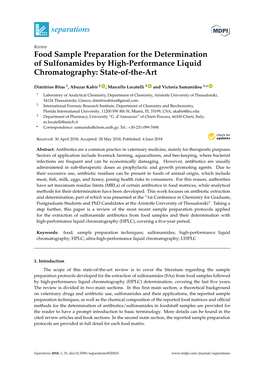 Food Sample Preparation for the Determination of Sulfonamides by High-Performance Liquid Chromatography: State-Of-The-Art