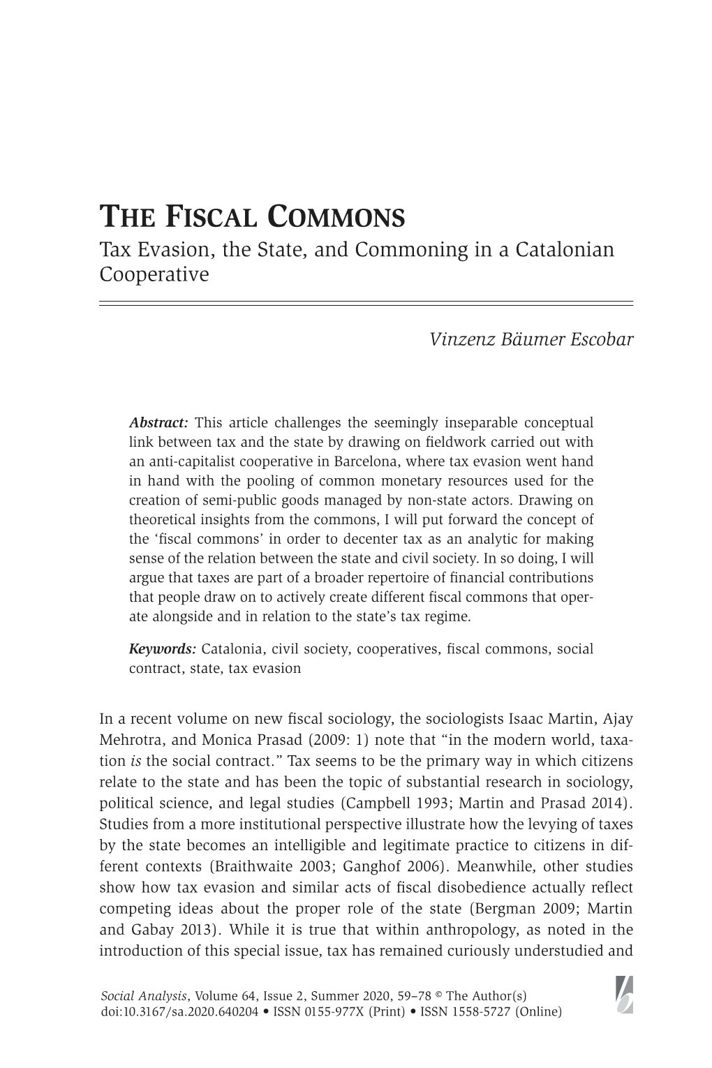The Fiscal Commons Tax Evasion, the State, and Commoning in a Catalonian Cooperative