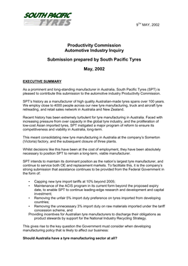 Productivity Commission Automotive Industry Inquiry Submission