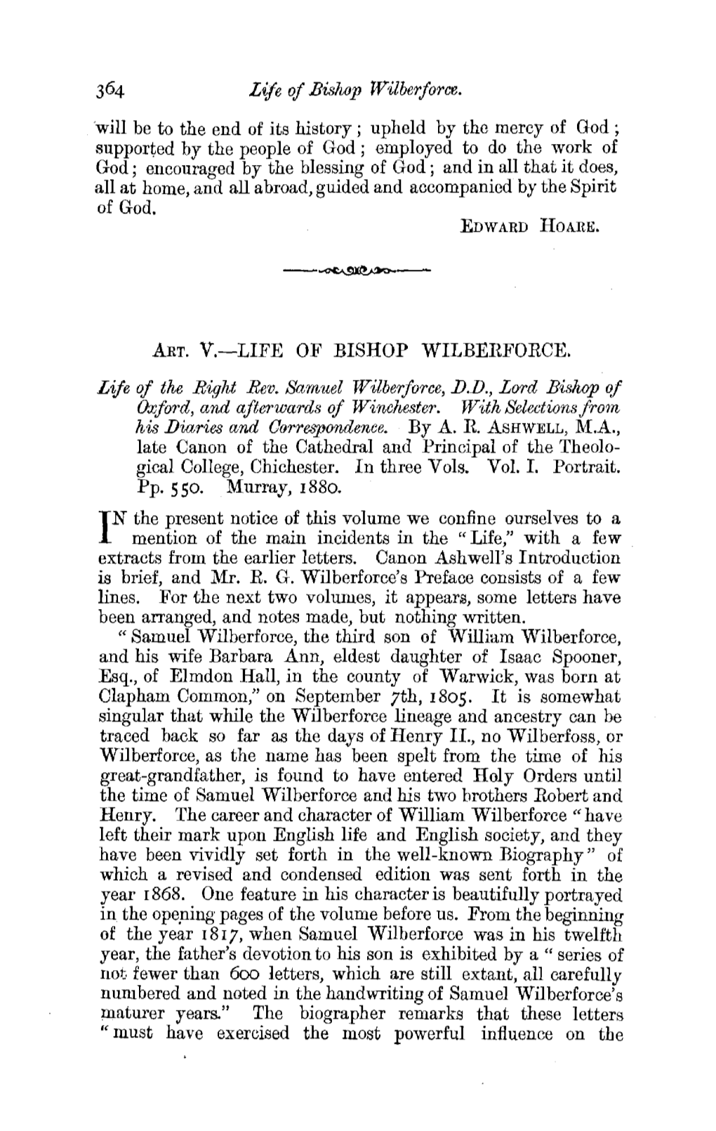"Life of Bishop Wilberforce (Book Review)," the Churchman
