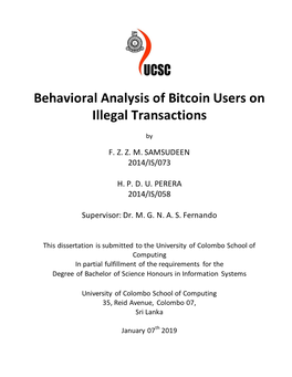 Behavioral Analysis of Bitcoin Users on Illegal Transactions