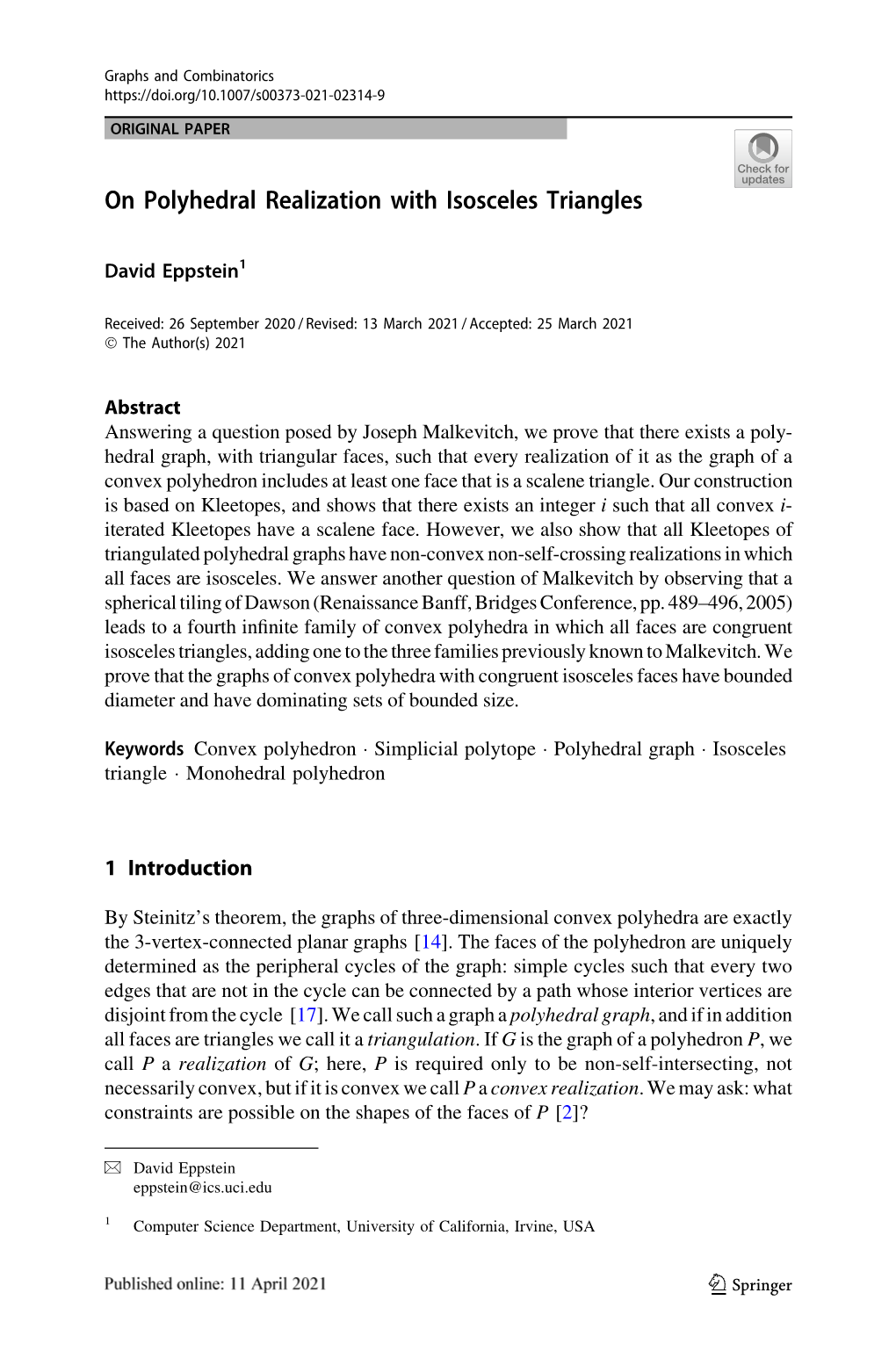 On Polyhedral Realization with Isosceles Triangles