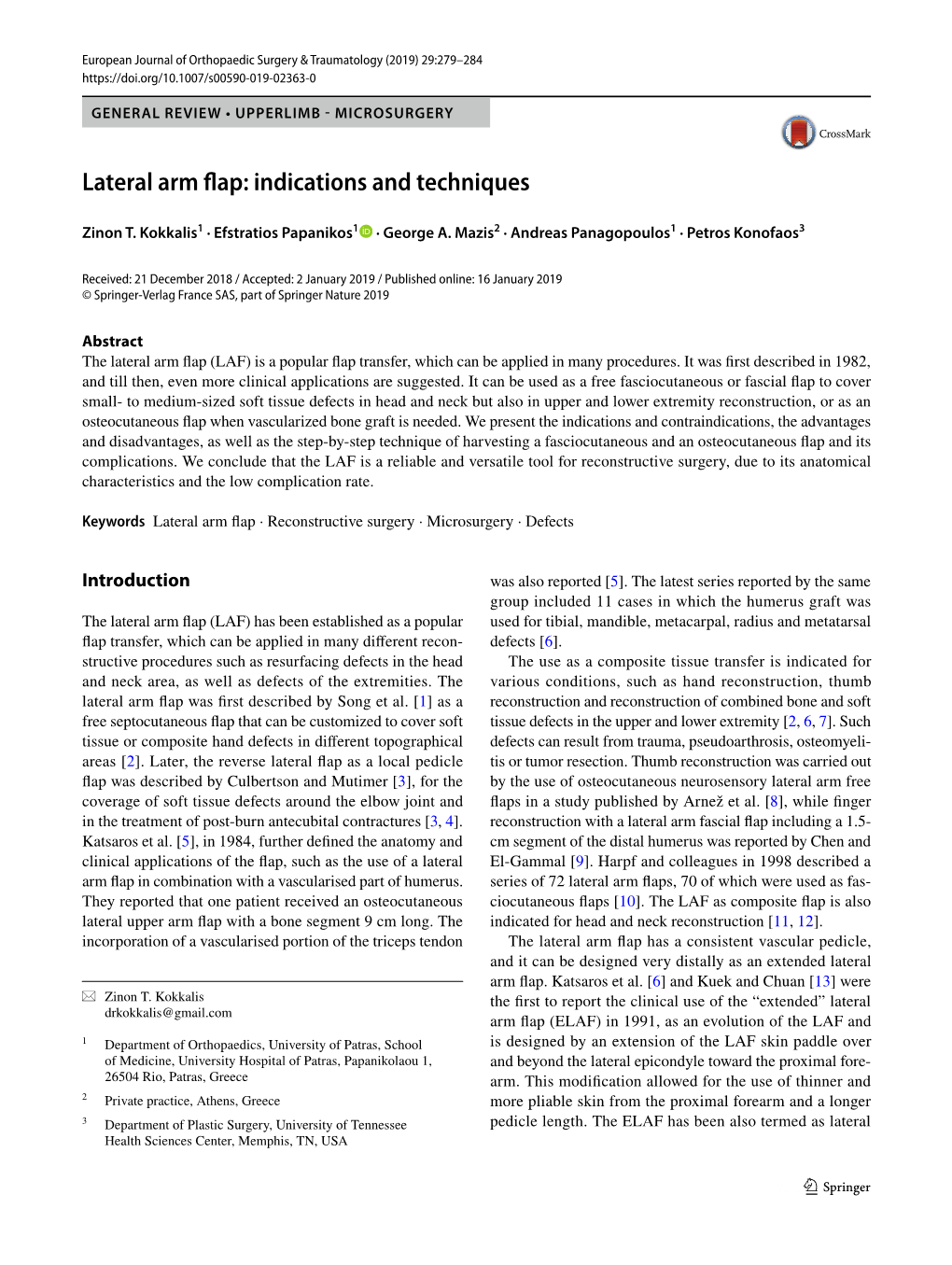 Lateral Arm Flap: Indications and Techniques