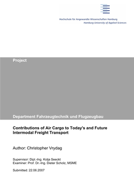 Project Department Fahrzeugtechnik Und Flugzeugbau Contributions Of