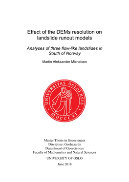 Effect of the Dems Resolution on Landslide Runout Models