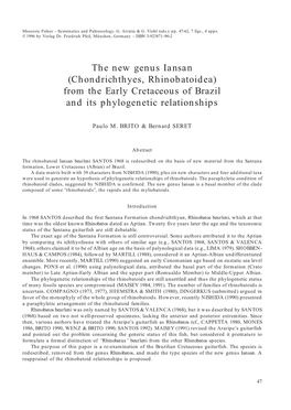 The New Genus Iansan (Chondrichthyes, Rhinobatoidea) from the Early Cretaceous of Brazil and Its Phylogenetic Relationships