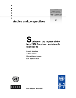Suriname: the Impact of the May 2006 Floods on Sustainable Livelihoods