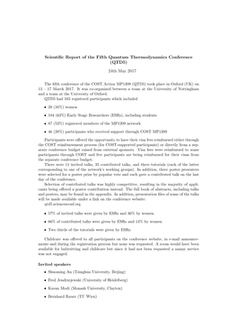 Scientific Report of the Fifth Quantum Thermodynamics Conference