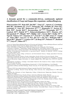 A Dynamic Portal for a Community-Driven, Continuously Updated Classification of Fungi and Fungus-Like Organisms: Outlineoffungi.Org