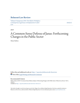A Common-Sense Defense of Janus: Forthcoming Changes in the Public Sector Maria Hylton