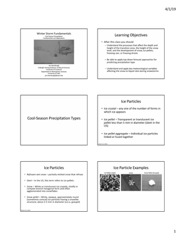 Learning Objectives Cool-Season Precipitation Types Ice Particles Ice