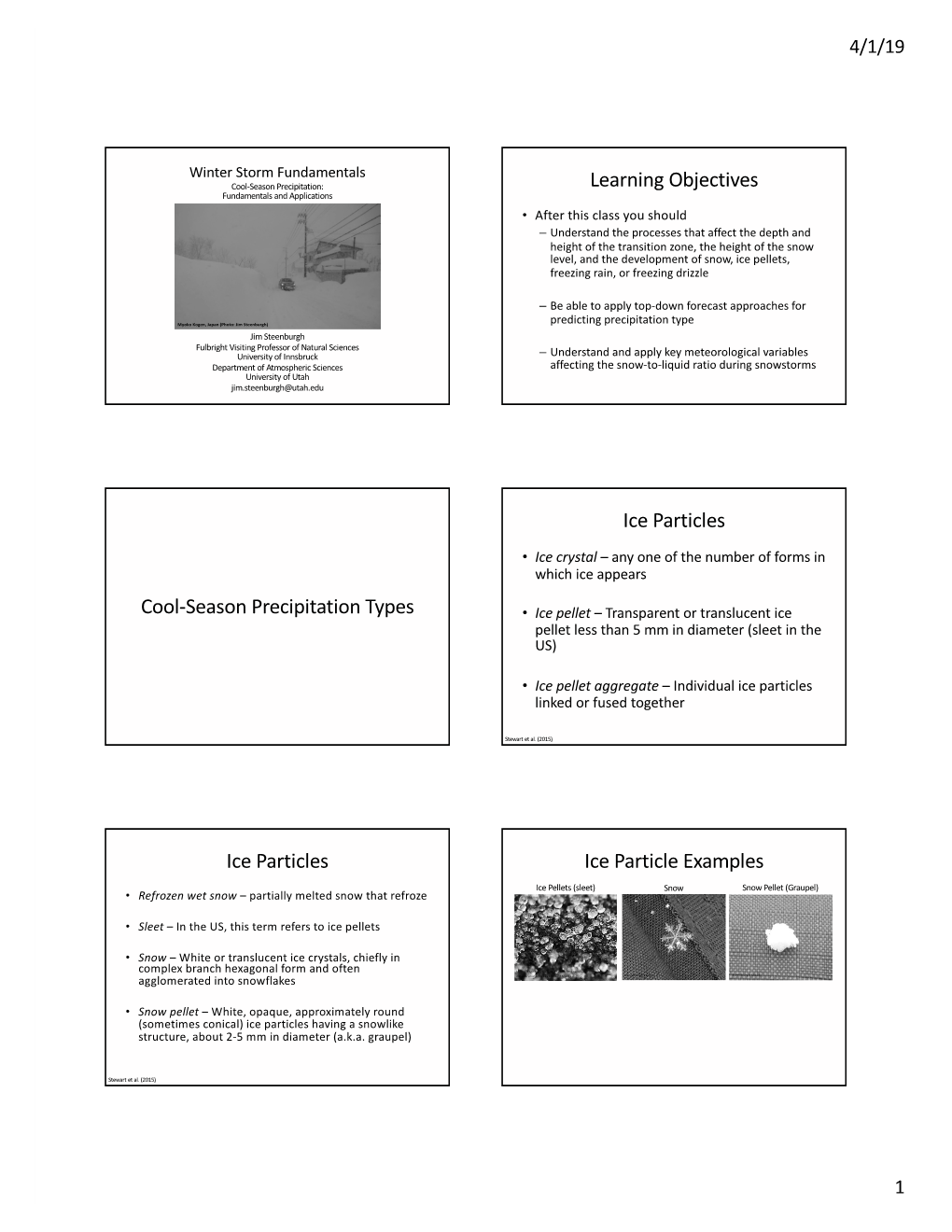 Learning Objectives Cool-Season Precipitation Types Ice Particles Ice