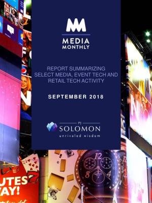 Report Summarizing Select Media, Event Tech and Retail Tech Activity September 2018