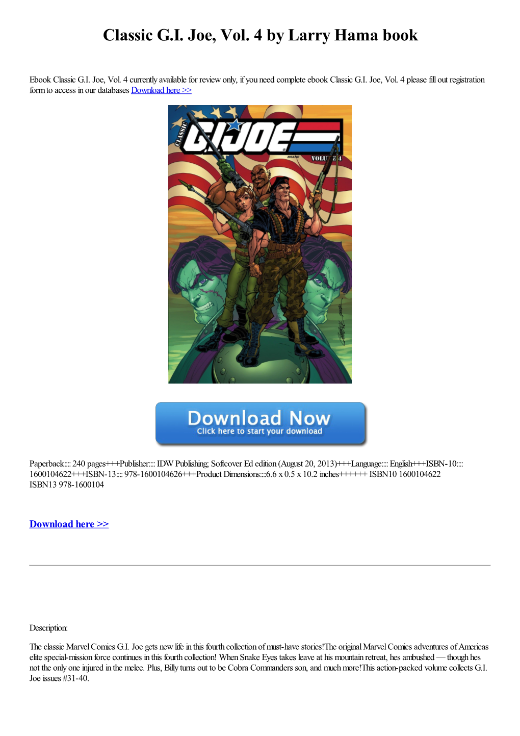 Download Classic G.I. Joe, Vol. 4 by Larry Hama
