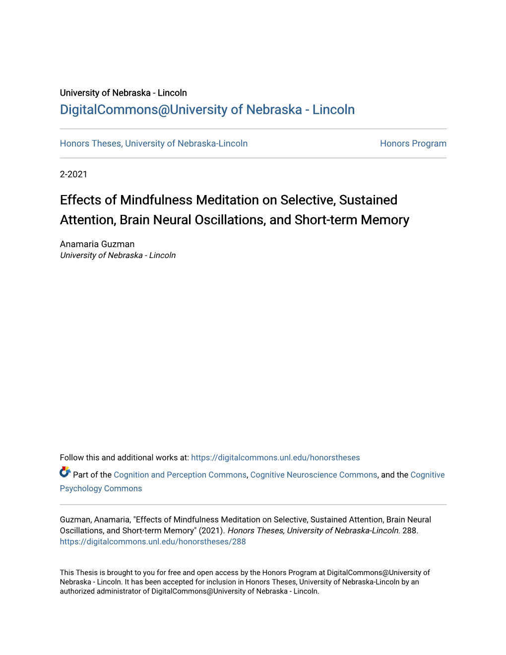Effects of Mindfulness Meditation on Selective, Sustained Attention, Brain Neural Oscillations, and Short-Term Memory