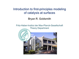 12. Introduction to First-Principles Modeling of Catalysis at Surfaces