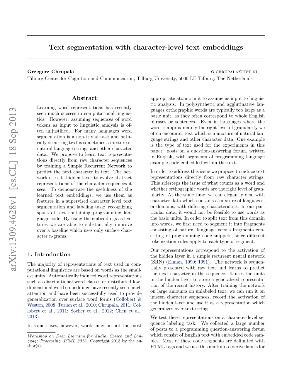 Text Segmentation with Character-Level Text Embeddings