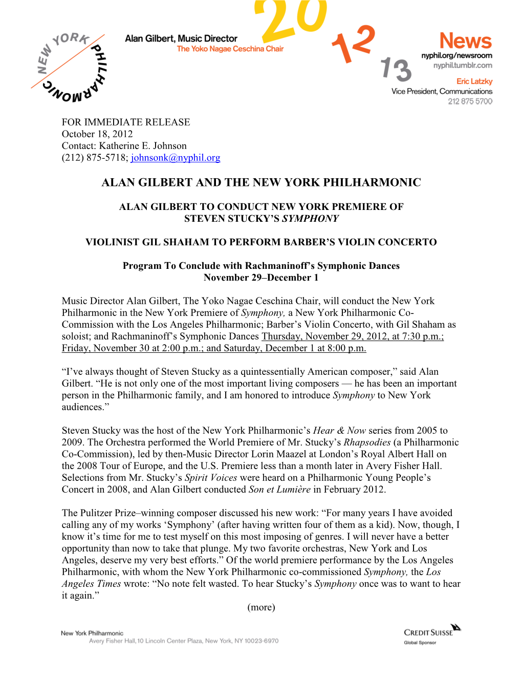 Alan Gilbert and the New York Philharmonic