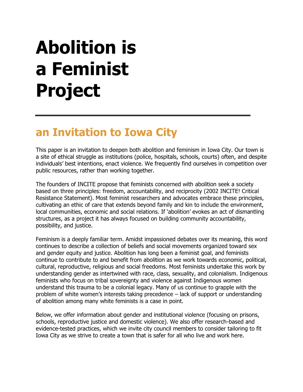 Abolition Is a Feminist Project