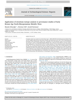 Application of Strontium Isotope Analysis to Provenance Studies of Early Bronze Age North-Mesopotamian Metallic Ware