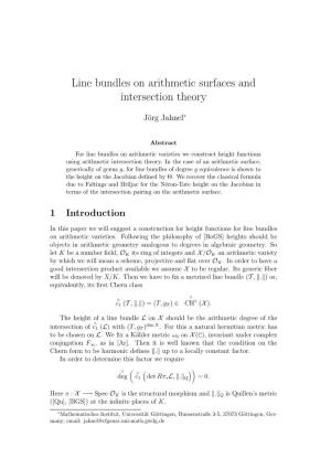 Line Bundles on Arithmetic Surfaces and Intersection Theory