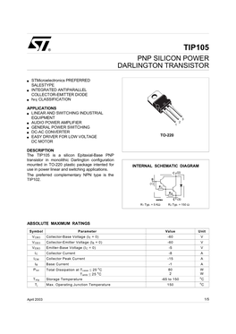 Pnp Silicon Power Darlington Transistor