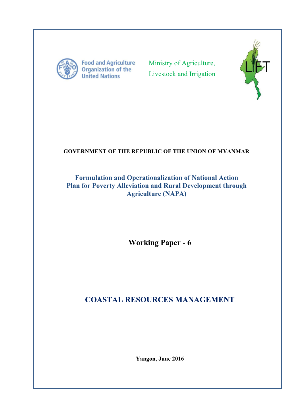 COASTAL RESOURCES MANAGEMENT Working Paper