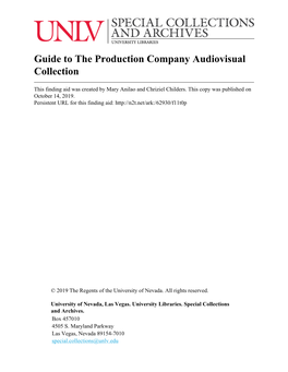Guide to the Production Company Audiovisual Collection