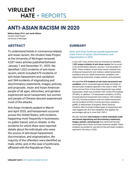 ANTI-ASIAN RACISM in 2020 Melissa Borja, Ph.D