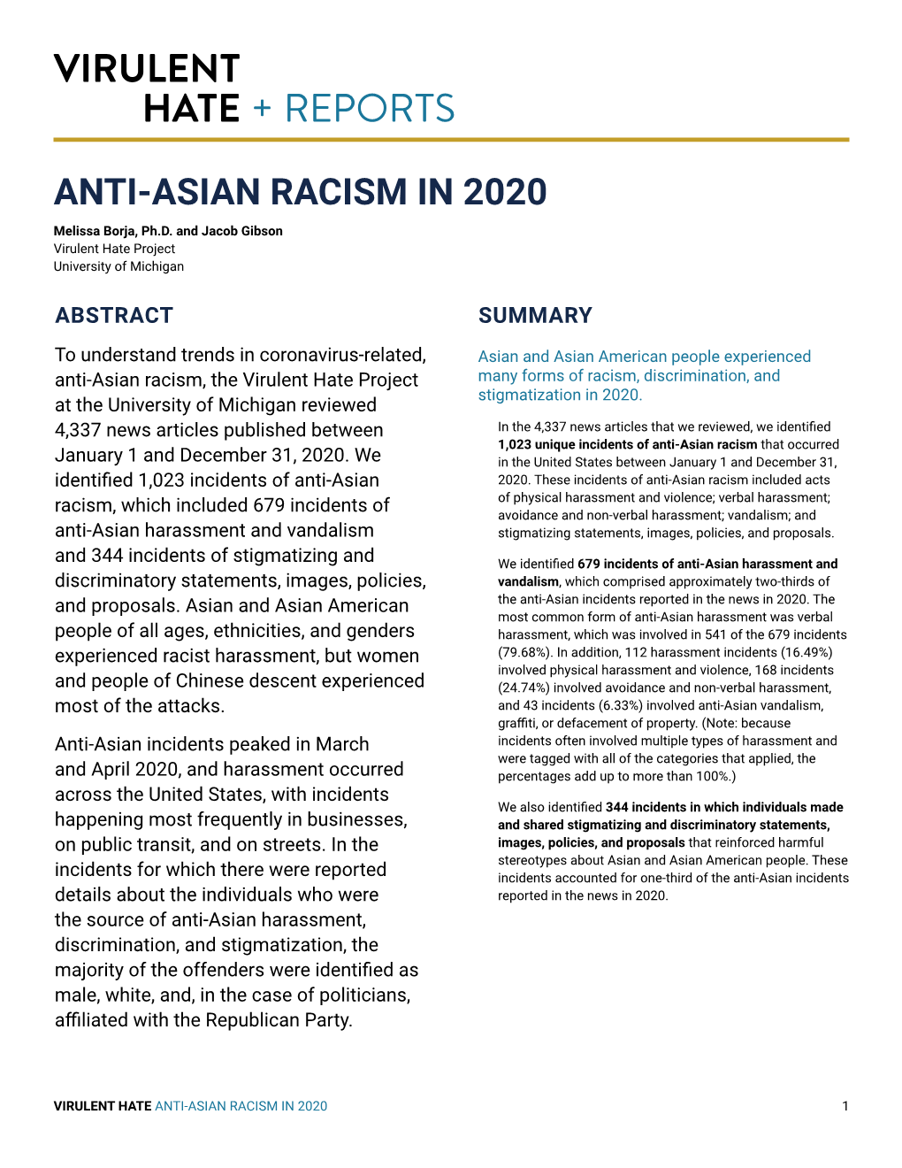 ANTI-ASIAN RACISM in 2020 Melissa Borja, Ph.D