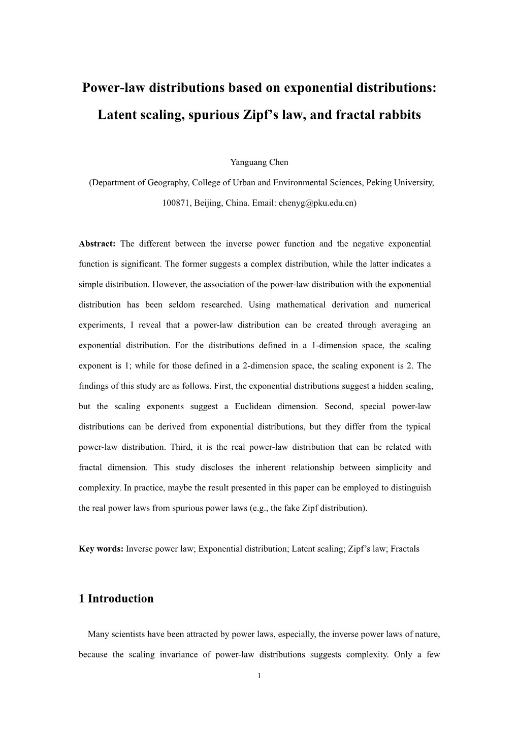 Power-Law Distributions Based on Exponential Distributions: Latent Scaling, Spurious Zipf’S Law, and Fractal Rabbits