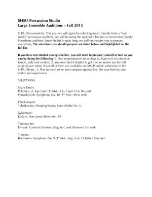 Ensemble Auditions – Fall 2015
