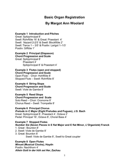 Basic Organ Registration by Margot Ann Woolard