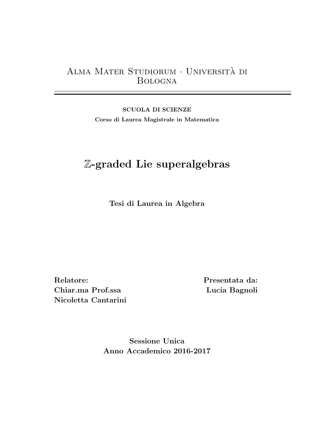 Z-Graded Lie Superalgebras