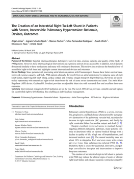 The Creation of an Interatrial Right-To-Left Shunt in Patients with Severe, Irreversible Pulmonary Hypertension: Rationale, Devices, Outcomes